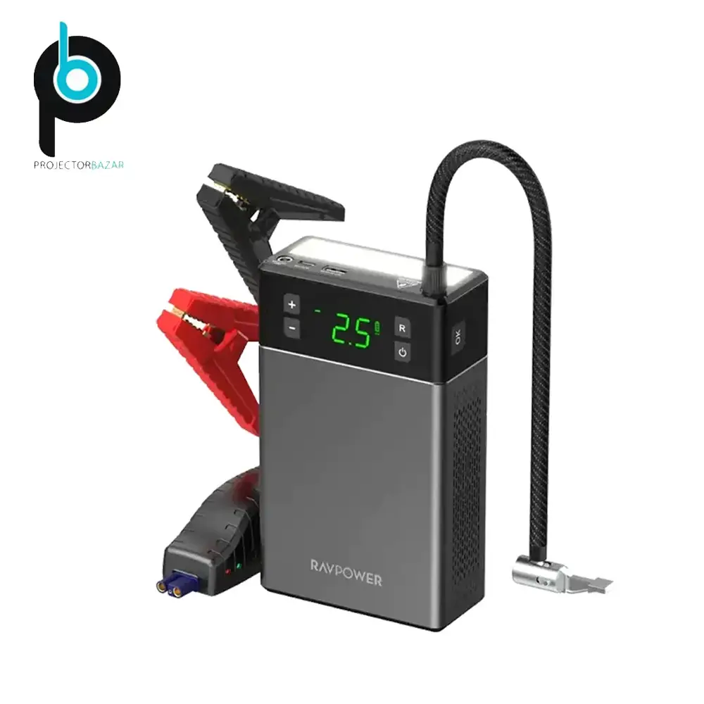 برند: RAVPower مدل: RP-PB1213 نوع محصول: جامپ استارتر خودرو، کمپرسور باد، پاوربانک، چراغ اضطراری نوع طراحی: 2 در 1 جامپ استارتر و کمپرسور باد ظرفیت باتری: 12000mAh انرژی باتری: 44.4Wh ولتاژ باتری داخلی: 3.7V ولتاژ سیستم خودرو: 12V جریان استارت: 300A جریان پیک: 800A حداکثر فشار کمپرسور: 150 PSI، 10.3 Bar خروجی USB-A: 5V/2.4A توان خروجی USB-A: حداکثر 12W خروجی DC: 15V/10A ورودی شارژ: USB-C ورودی USB-C: 5V/2A نمایشگر: LCD اطلاعات نمایشگر: حالت عملکرد، واحد فشار، میزان شارژ باقی مانده چراغ LED: دارد حالت های چراغ: نور سفید ثابت، نور قرمز چشمک زن، SOS خاموش شدن خودکار: دارد سیستم حفاظتی: محافظت در برابر اتصال کوتاه، شارژ بیش از حد، تخلیه عمیق، اتصال معکوس قطب ها، افزایش دما ابعاد: حدود 191×115×54 میلی متر وزن: حدود 1165 گرم مناسب برای: خودرو، موتورسیکلت، SUV، ون، دوچرخه، توپ، تجهیزات USB رنگ: مشکی بارکد محصول: 6974740777673 نوع استفاده: خودرو، سفر، شرایط اضطراری برند: RAVPower مدل: RP-PB1213 نوع محصول: جامپ استارتر خودرو، کمپرسور باد، پاوربانک، چراغ اضطراری نوع طراحی: 2 در 1 جامپ استارتر و کمپرسور باد ظرفیت باتری: 12000mAh انرژی باتری: 44.4Wh ولتاژ باتری داخلی: 3.7V ولتاژ سیستم خودرو: 12V جریان استارت: 300A جریان پیک: 800A حداکثر فشار کمپرسور: 150 PSI، 10.3 Bar خروجی USB-A: 5V/2.4A توان خروجی USB-A: حداکثر 12W خروجی DC: 15V/10A ورودی شارژ: USB-C ورودی USB-C: 5V/2A نمایشگر: LCD اطلاعات نمایشگر: حالت عملکرد، واحد فشار، میزان شارژ باقی مانده چراغ LED: دارد حالت های چراغ: نور سفید ثابت، نور قرمز چشمک زن، SOS خاموش شدن خودکار: دارد سیستم حفاظتی: محافظت در برابر اتصال کوتاه، شارژ بیش از حد، تخلیه عمیق، اتصال معکوس قطب ها، افزایش دما ابعاد: حدود 191×115×54 میلی متر وزن: حدود 1165 گرم مناسب برای: خودرو، موتورسیکلت، SUV، ون، دوچرخه، توپ، تجهیزات USB رنگ: مشکی بارکد محصول: 6974740777673 نوع استفاده: خودرو، سفر، شرایط اضطراری